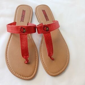 Team Sports NCAA Lousville Cardinals Chic Red Sandals Size 9